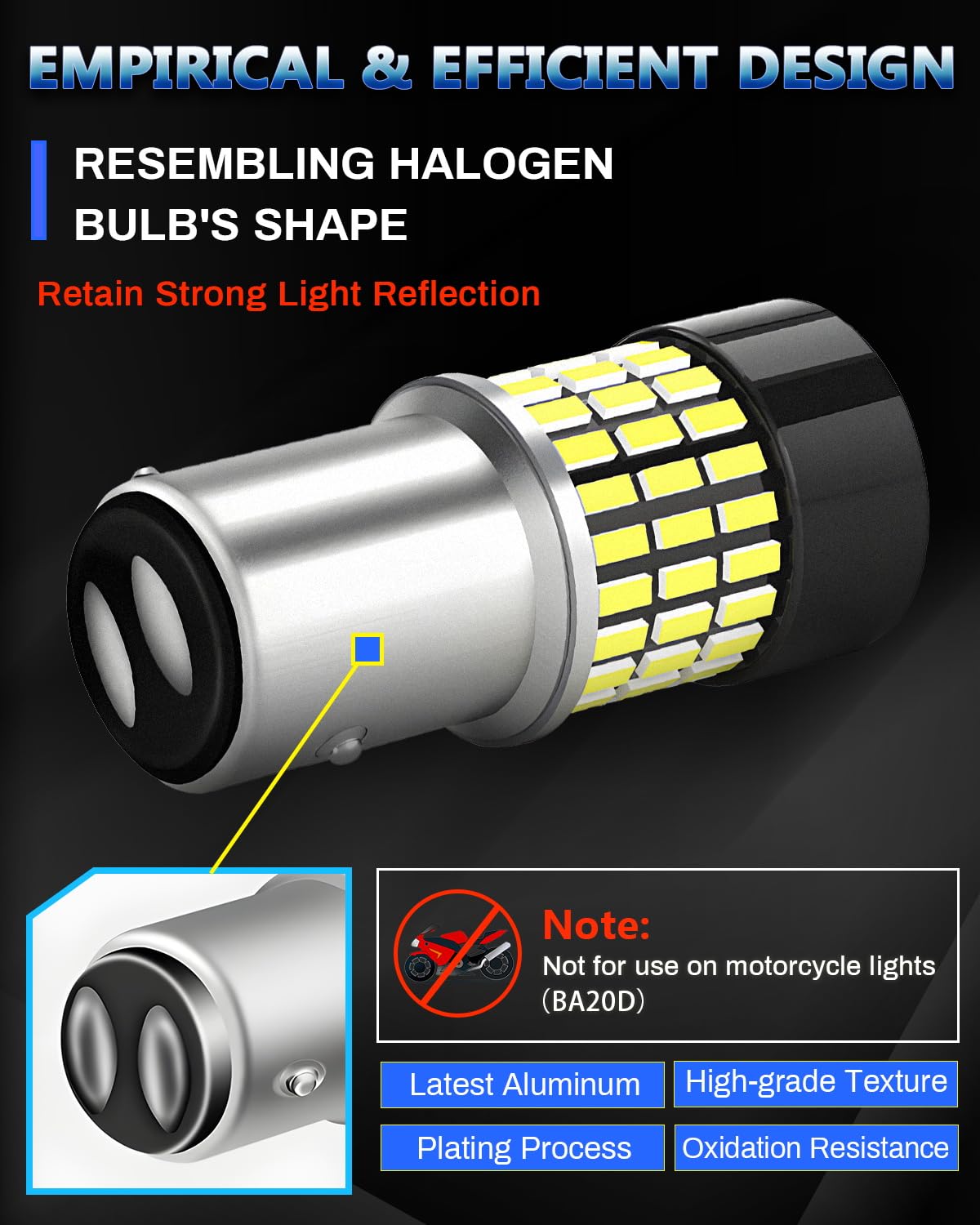 Qoope 1157 LED Bulb, 78SMD 3014 Chipset, 10-30V, Brake Tail Backup Reverse Turn Signal, Pack of 2, Model 2