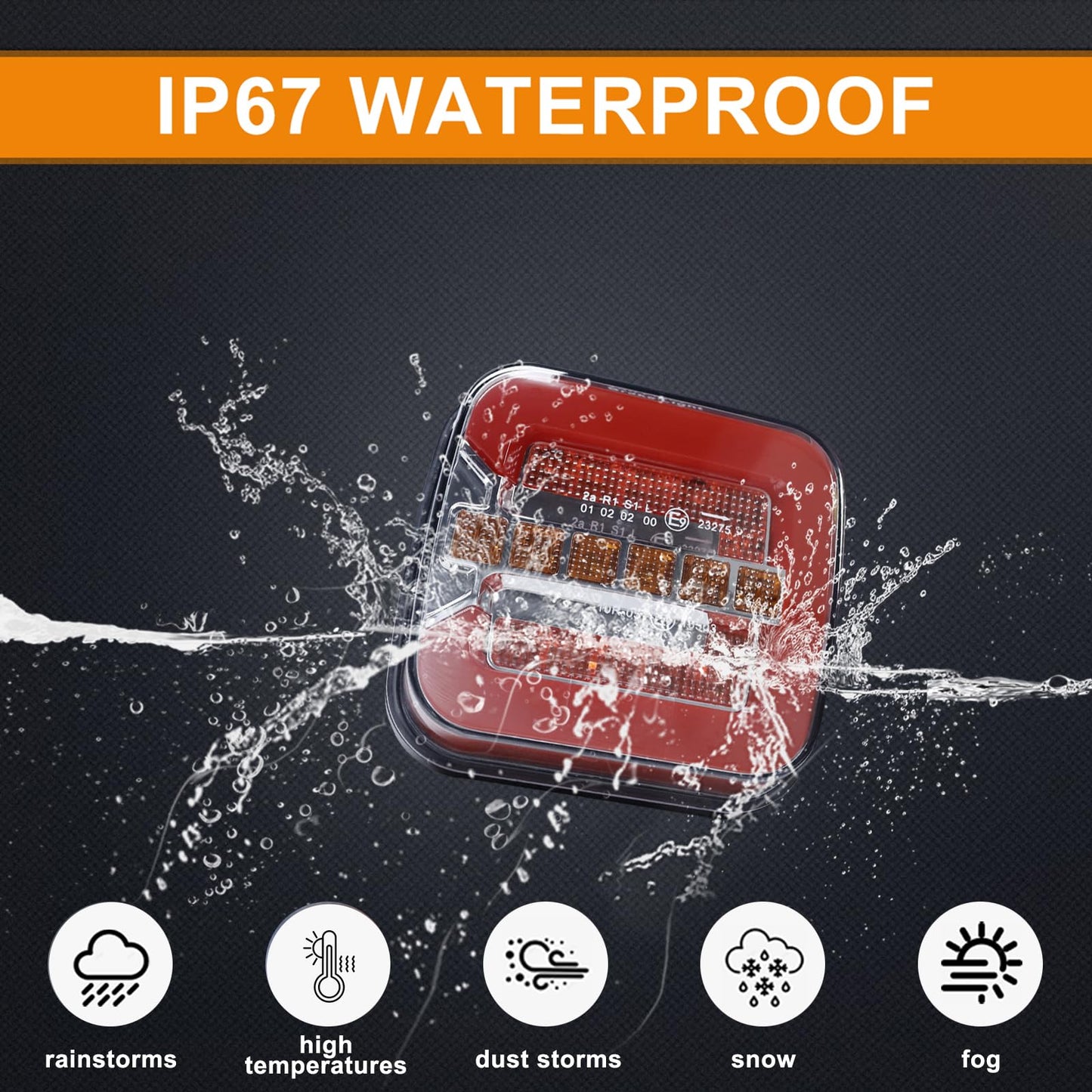 yuksood Wireless Trailer Light Kit - Magnetic, Rechargeable, Waterproof IP67 for Trucks, RVs, Boats - Red, Model zy-5023B