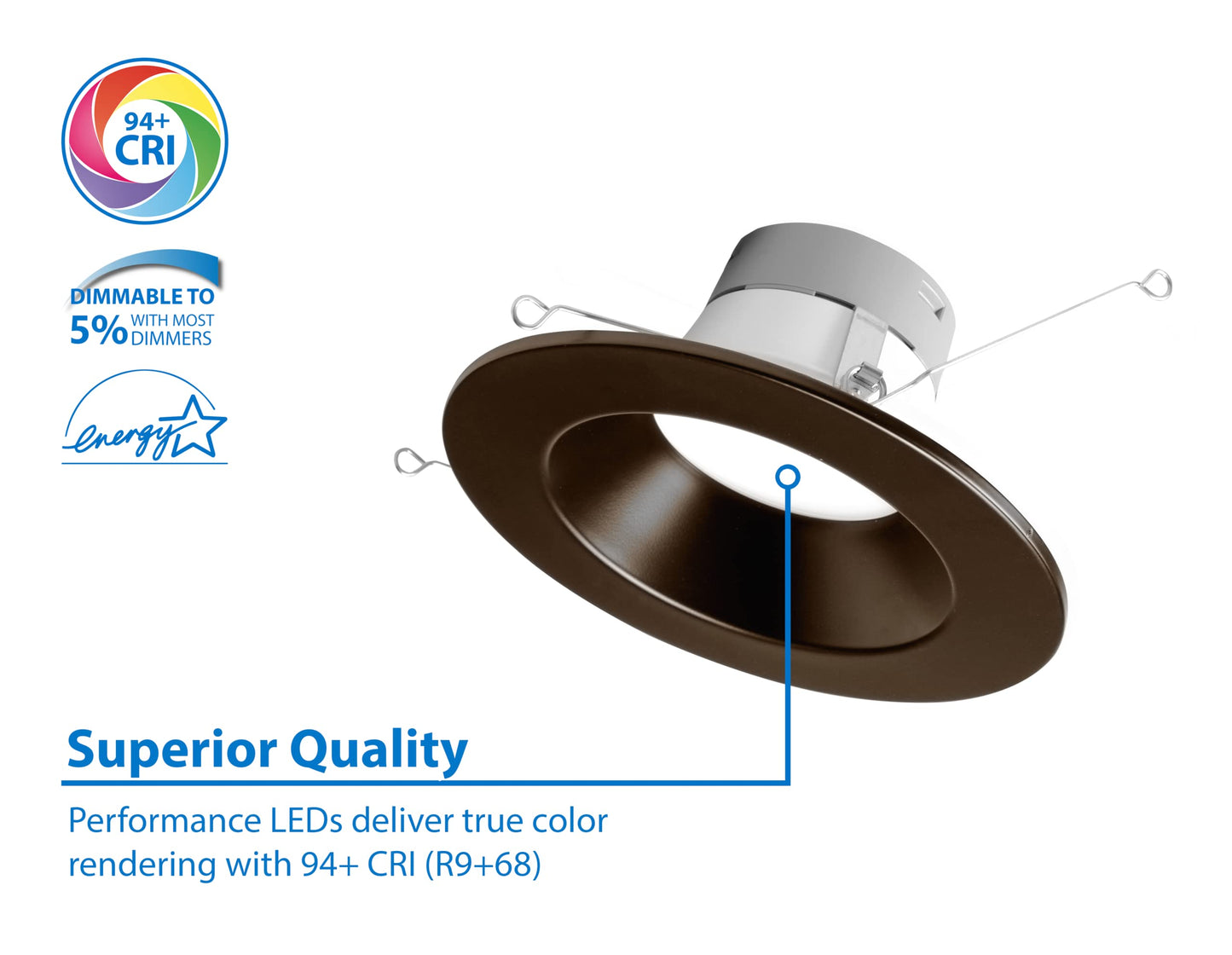Nicor DLR56(v6) Recessed LED Downlight 900 Lumen 3000K 5/6-inch Oil-Rubbed Bronze Model DLR566091203KOB