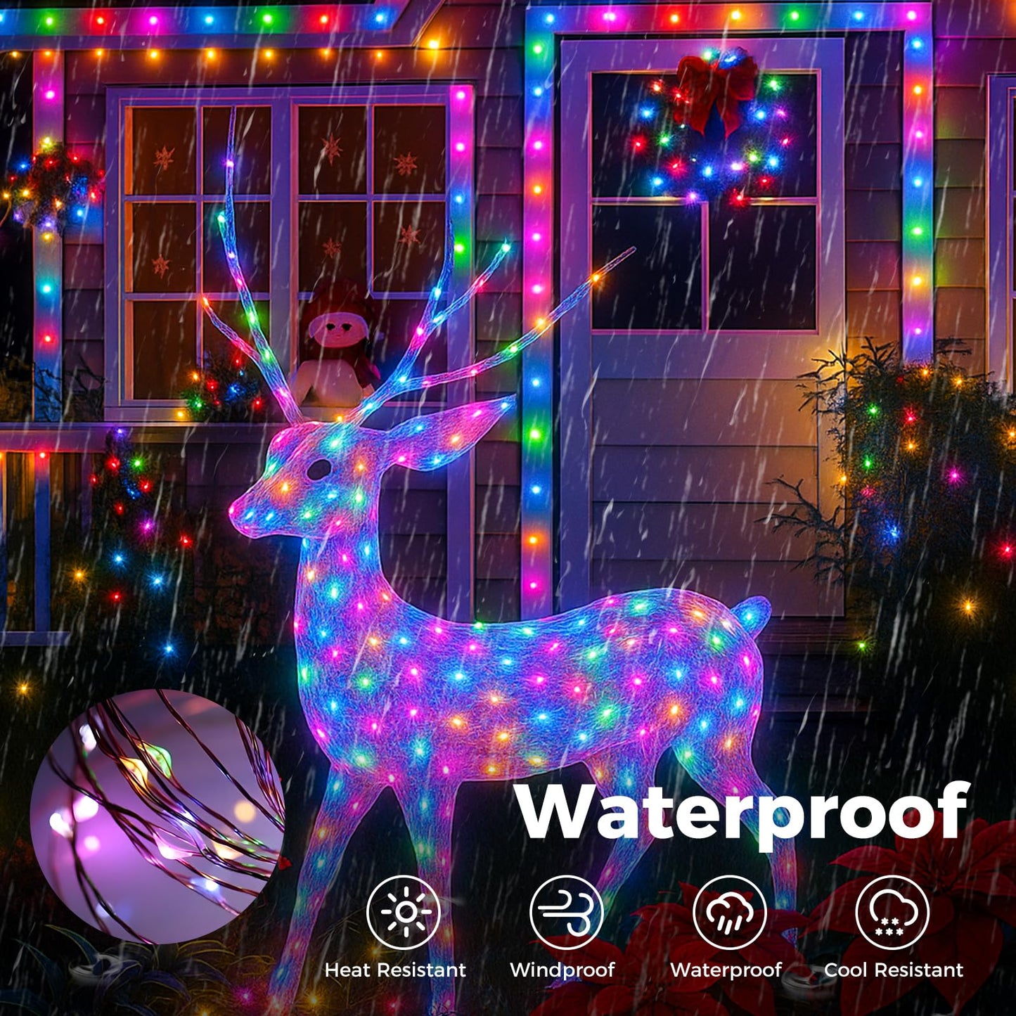 btfarm Fairy Lights 66FT 200 LED Waterproof Multicolor String Lights with Remote and Timer, Model TL04-2ARM
